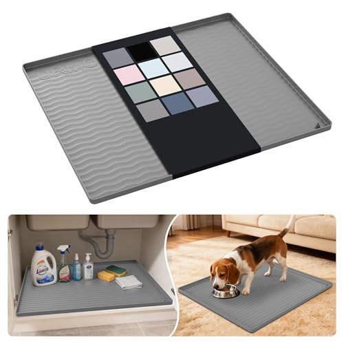 Waterproof Silicone Under Sink Mat 25'' x 22'' Shelf Liner for Kitchen and Bathroom