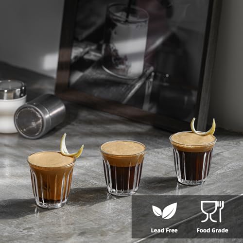 Shot Glasses Set of 6 Small Glass Cups 3OZ Latte Glasses for Espresso (6 Count)