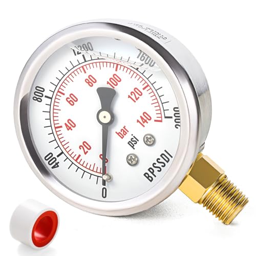 0 2000 Psi Glycerin Liquid Filled Hydraulic High Pressure Gauge