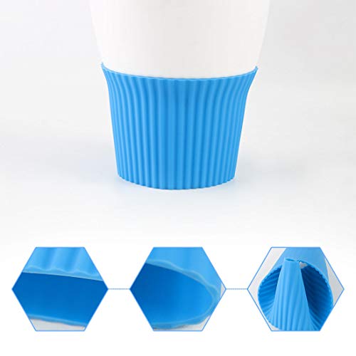 Silicone Nonslip Glass Bottle Mug Cup Sleeve Protector Cover Blue