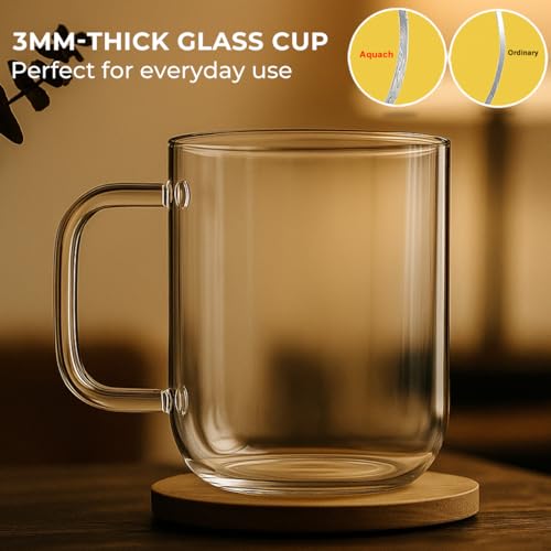 16oz Glass Coffee Mugs Set of 2 (2 Count)