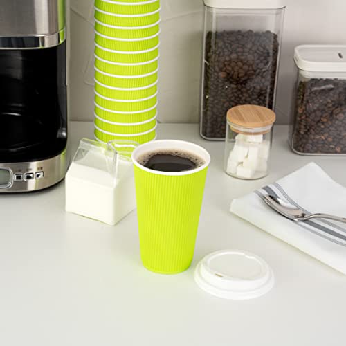 Coffee Cups 500 Pack of 16 oz Ripple Wall Insulated Coffee Cups Non (500 Count)