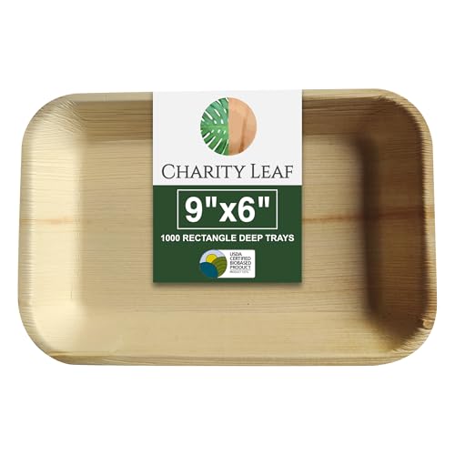 1000 Pack 9"x6" Disposable Bamboo Trays (1000 Count)