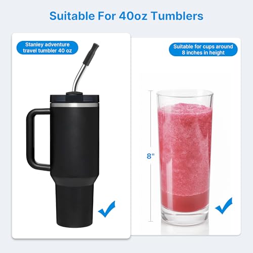 Repeatable Metal Straw with Silicone Tips for 40 oz Stanley Tumbler