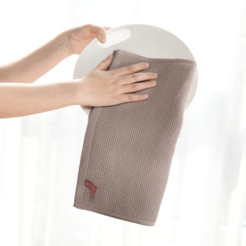 100% Cotton Brown Waffle Weave Kitchen Dish Cloths (6 Count)