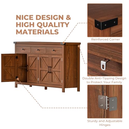 63" Sideboard Buffet Cabinet with Storage