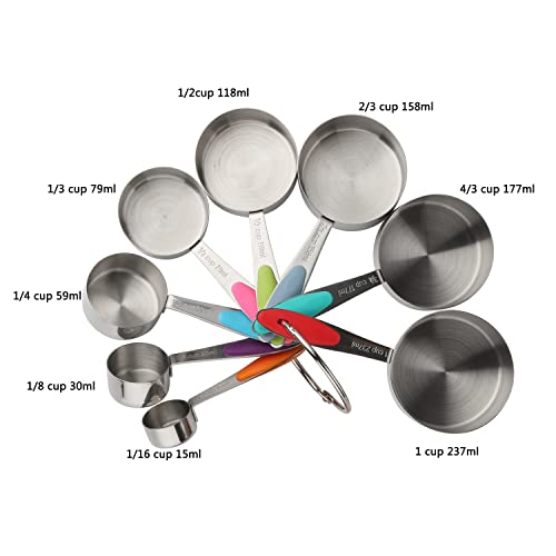 Measuring Cups Set of 8 Stainless Steel Stackable Nesting Measuring Cups