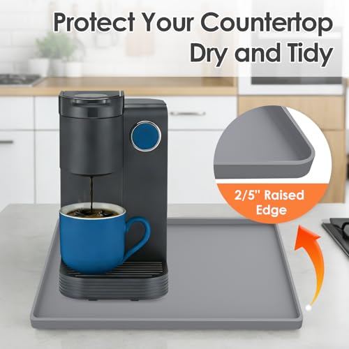 Silicone Coffee Maker Mat with Lip for Countertops
