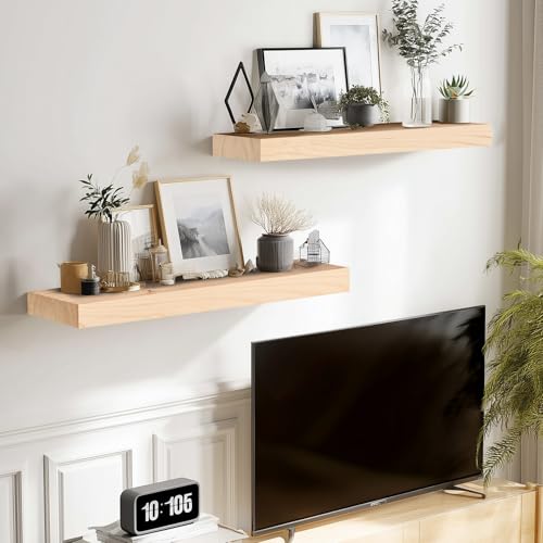 Solid Wood Floating Shelves (2 Count)