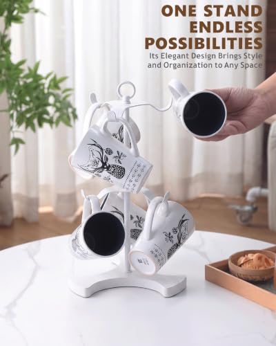 2 Tier White Coffee Mug Holder for Countertop
