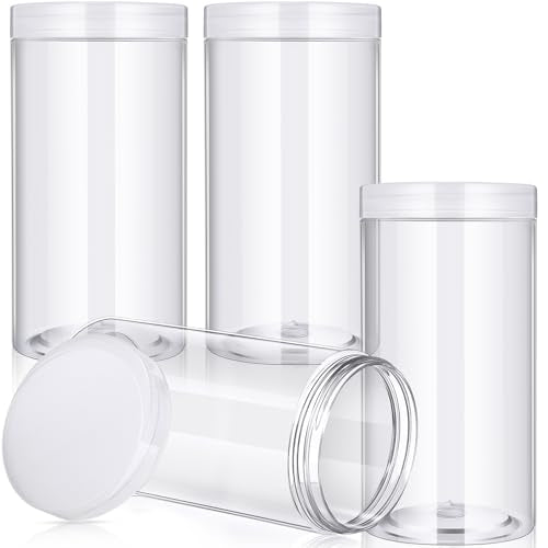 4 Pcs Plastic Jars Wide Mouth with Lids (4 Count)