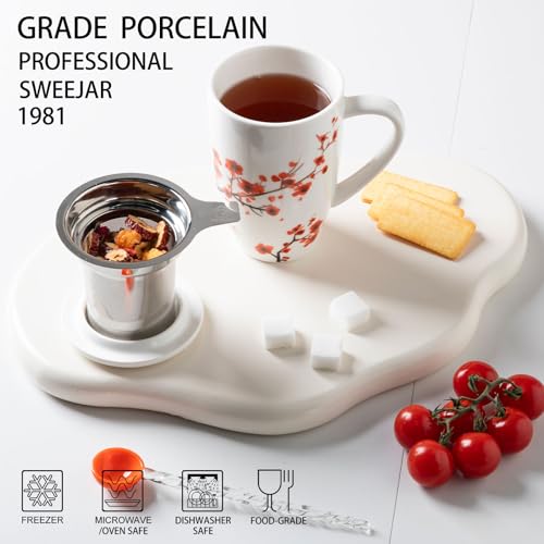 Sweejar Porcelain Tea Mug with Infuser and Lid
