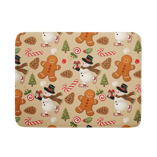 Xmas Gingerbread Man Candy Cane Dish Drying Mat for Kitchen Counter