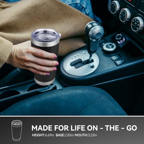 20 oz Tumbler Stainless Steel Tumblers Bulk with Lid Double Wall Insulated Coffee Tumbler Cups for Hot & Cold Drinks Powder Coated Travel Coffee Tumbler Mug Metal (12 Count)