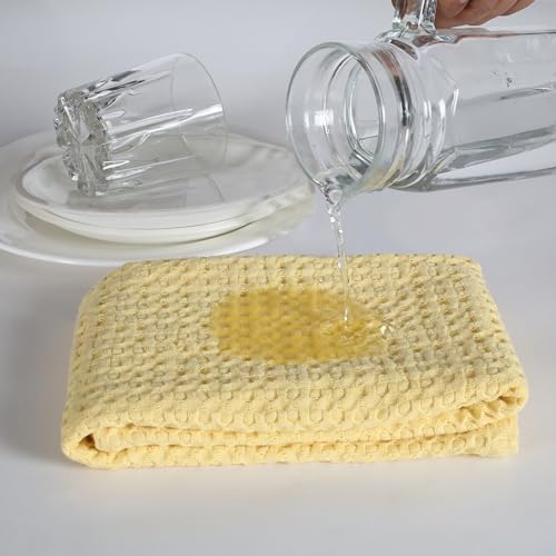 4 Pack Premium Waffle Kitchen Towels with Hanging Loop 16x26 inches