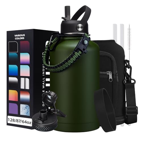 64oz Insulated Water Bottle with Straw & Auto Spout Lid (9 Count)