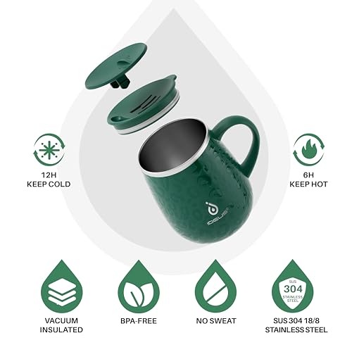 16 oz Insulated Coffee Mug with Lid and Handle
