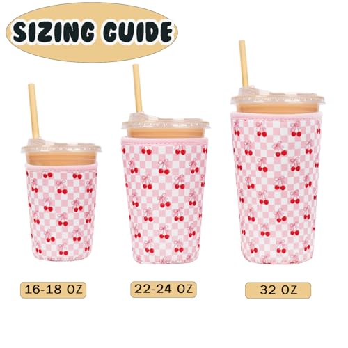 Reusable Insulated Neoprene Iced Coffee Cup Sleeve (3 Count)