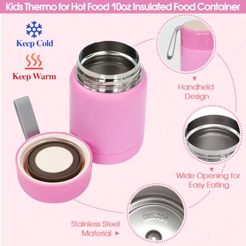 Pink Lunch Box for Girl with 10oz Thermo 6 Compartment Bento Set