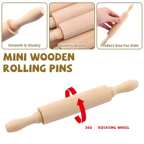 12 Pack 8 Inch Mini Wood Rolling Pin (12 Count)