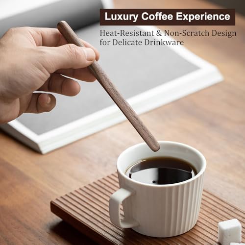 Black Walnut Wood 4Pcs Coffee Stirrers 6″ Reusable & Multifunctional for Coffee (4 Count)