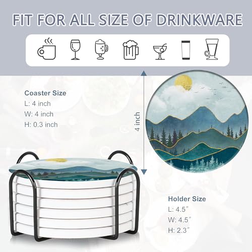 6 Pcs Coasters for Drinks with Holder