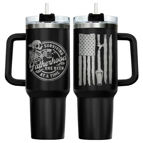 Dad Skeleton Surviving Fatherhood 40 oz Tumbler with Handle