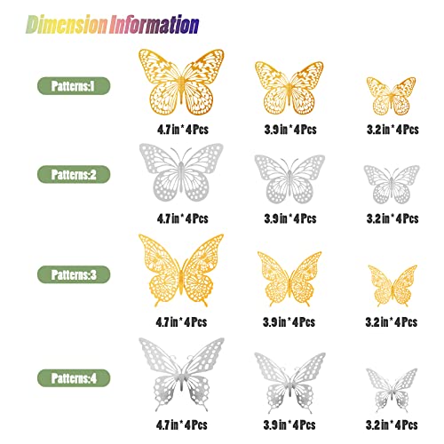 3D Butterfly Wall Decor 48 Pcs 4 Styles 3 Sizes (48 Count)