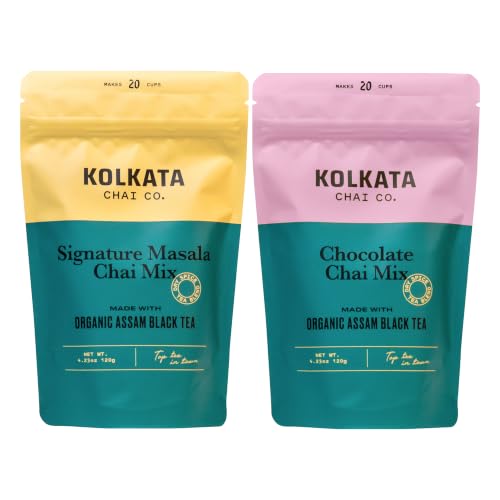Kolkata Chai Signature Masala Chai & Chocolate Chai Combo Pack (8.46 Ounce)