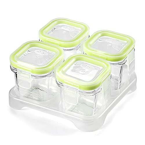4 Pack Glass Baby Food Jars With Lids Airtight Freezer Microwave Oven Safe