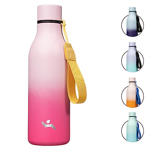18 oz Insulated Stainless Steel Metal Water Bottle with Strap