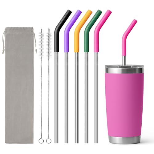 8.5" Metal Reusable Drinking Straws for 20oz YETI Tumbler with Silicone Tip
