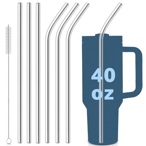 for Stanley Quencher 40oz Tumbler 6x Metal Stainless Steel Straws