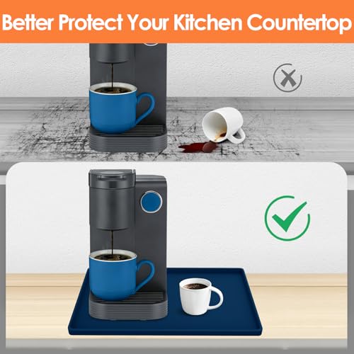 Silicone Coffee Maker Mat with Lip for Countertops