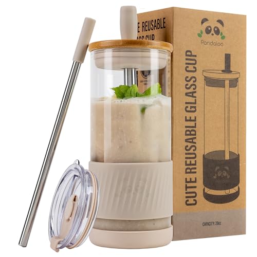 Glass Cups With Lids and Straws