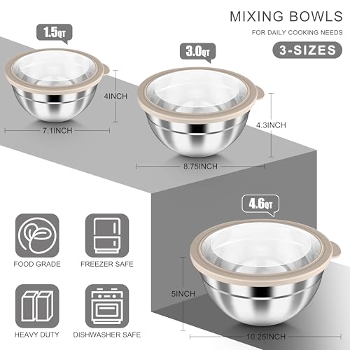 Mixing Bowls with Clear Airtight Lids (6 Count)