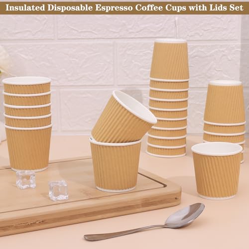 100 Count 4oz Disposable Espresso Cups with Lids