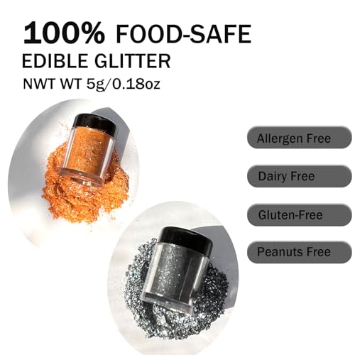Orange Edible Glitter Black Glimmer Powder for Halloween Cakes Drinks