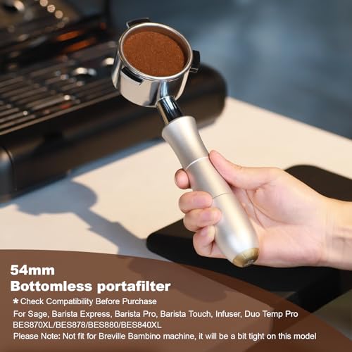 54mm Bottomless Portafilter with Anodized Aluminum Handle for Breville Barista Express
