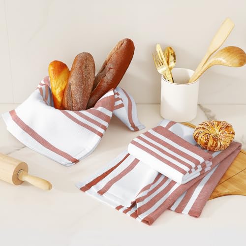 Premium Cotton Stripe Kitchen Towels 6 Pack (6 Count)