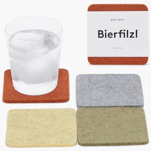 Bierfilzl Merino Wool Square Coasters Set of 4 (4 Count)