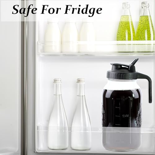 Cold Brew Coffee Maker 64 Oz Mason Jar Iced Coffee Maker 2 Set Half Gallon Glass Pitcher With Pour Spout Lids 2 Quart Wide Mouth Cold Brew Pitcher With Strainer For Fridge