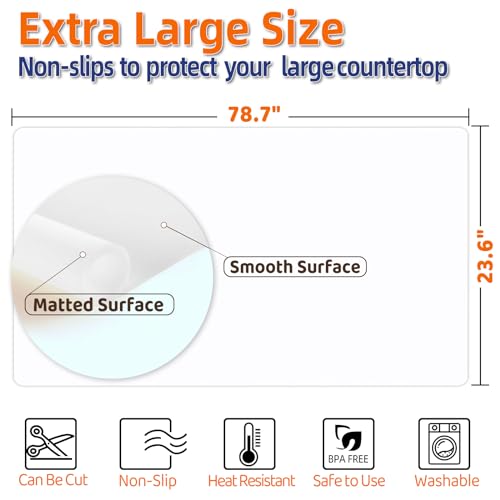 Silicone Mat 78.7”x 23.6” Heat Resistant Mats for Countertop
