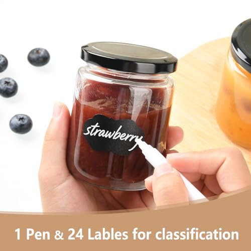 24Pack 12oz Glass Jars with Lids (24 Count)