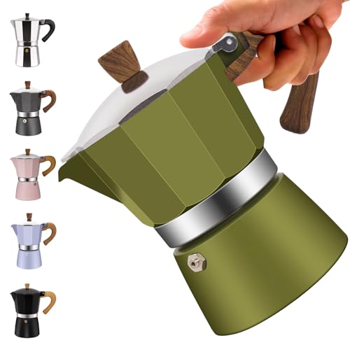 12 Cup Aluminum Moka Pot Classic Stovetop Espresso Coffee Maker 600ml 20oz Coffeemaker Percolator Mocha Pot Greca Coffee Maker Cafe Makers for Italian and Cuban Café Brewing Green