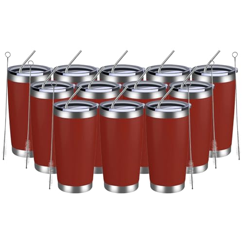 20oz Tumbler 12 Pack Double Wall Vacuum Insulated Travel Mug Bulk (12 Count)