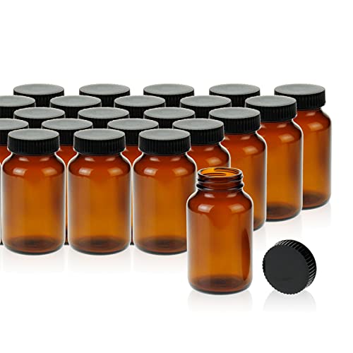 24 Pack Amber Glass Wide Mouth Packer Bottle (24 Count)