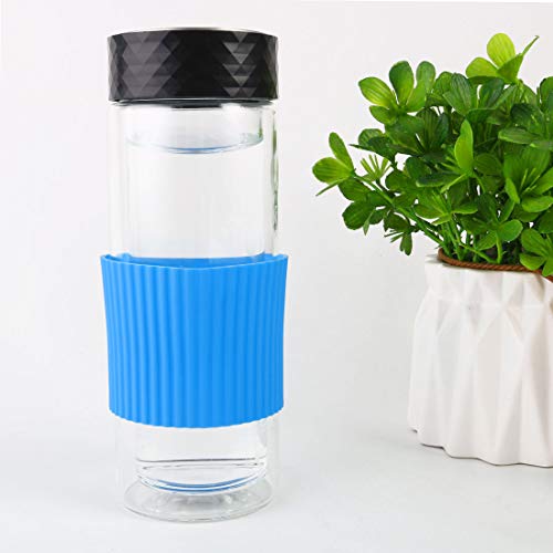 Silicone Nonslip Glass Bottle Mug Cup Sleeve Protector Cover Blue