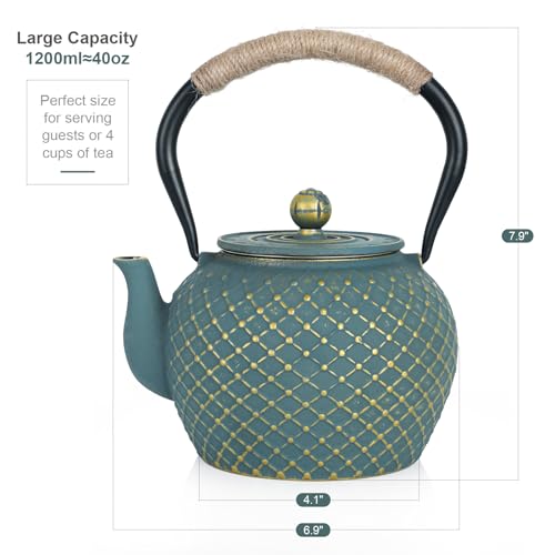 Cast Iron Teapot for Stove Top with Stainless Steel Infuser
