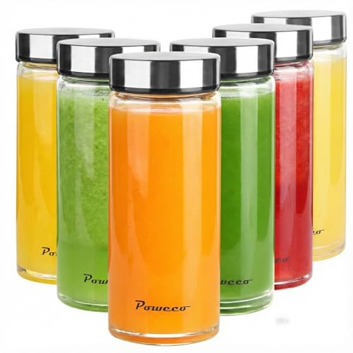 Glass Juice Bottles 6 Pack 16 oz (6 Count)